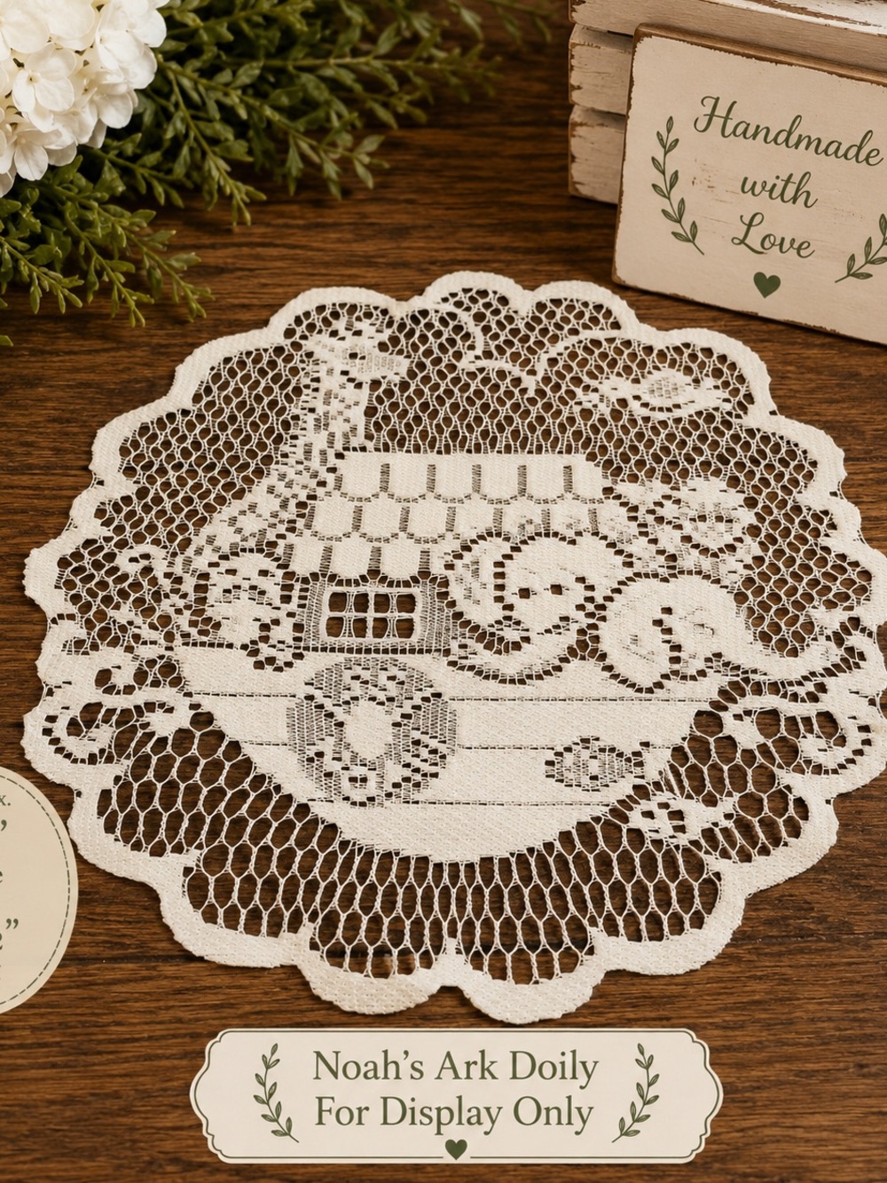 Source Unknown White Noah's Ark Lace Doily - Decorative Party Accent